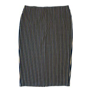 Zara Striped Pencil Skirt Blue Gold Medium